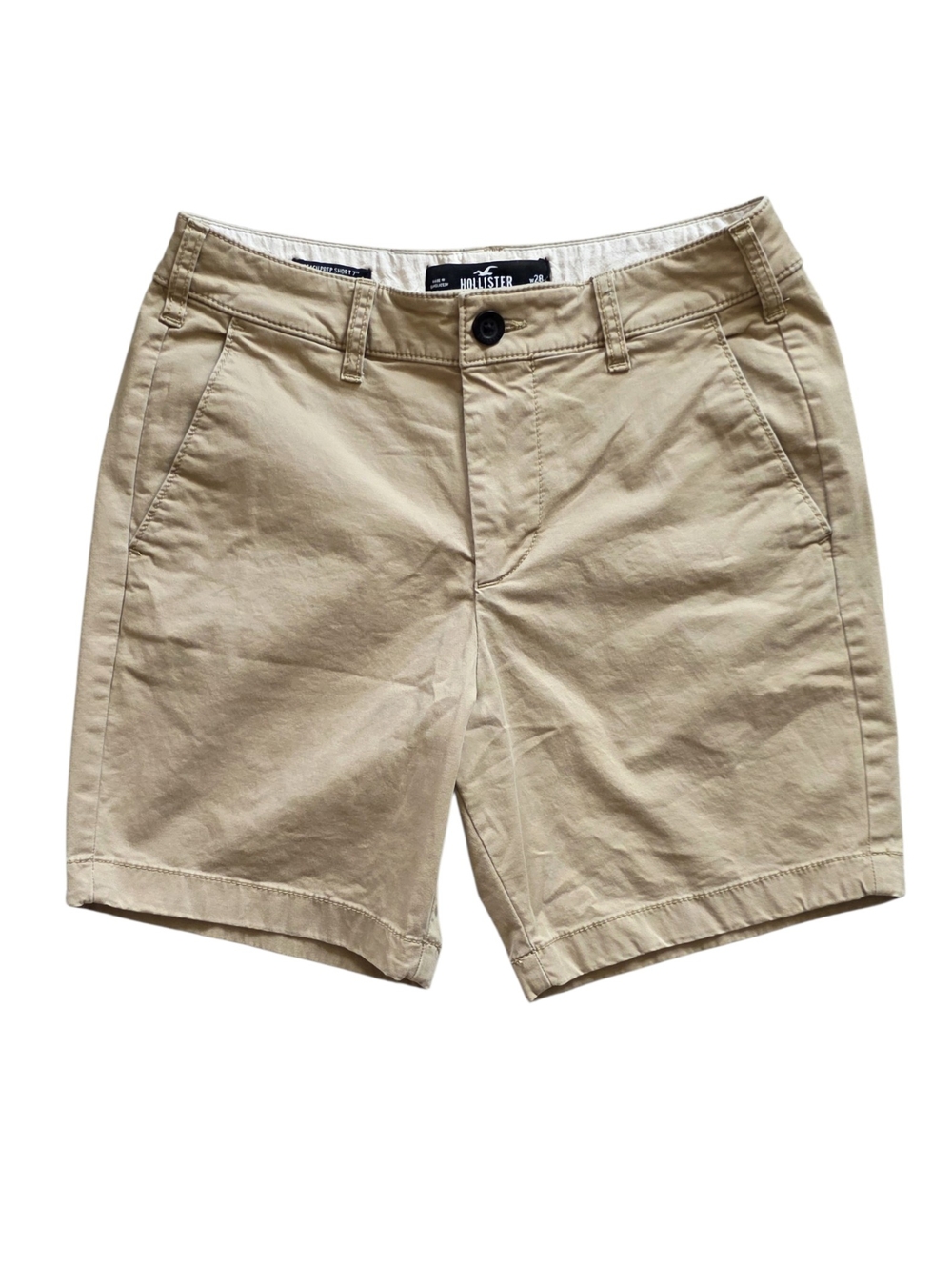 Hollister Sz 28 Khaki Tan Beach Prep Short 7 inch  Epic Flex Chino Casual Shorts